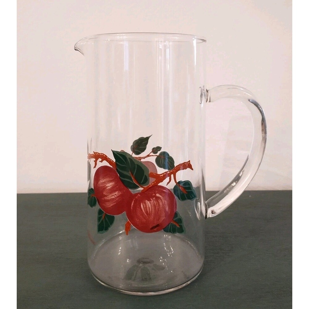 Vintage Fransciscan Apple Dinnerware Glass Juice Pitcher 8" Tall Blown Glass - Picture 2 of 9